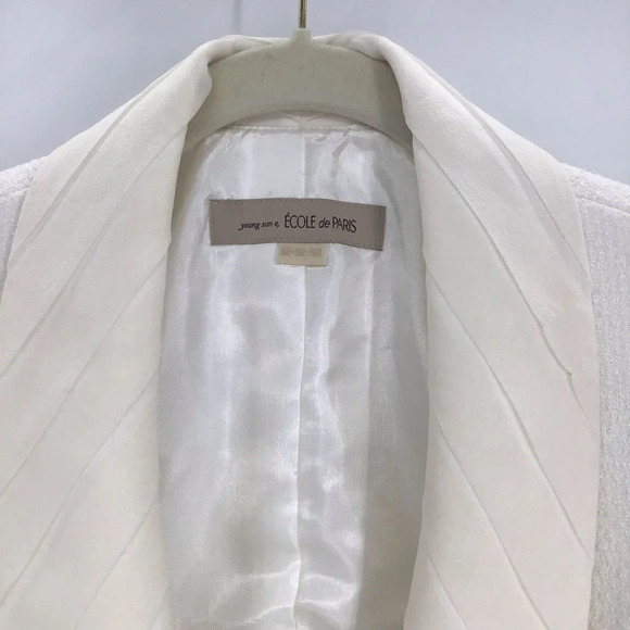 E’cole De Paris Women’s Crepe Blazer Formal Jacket Flower Detail Ivory Size S - Picture 3 of 9